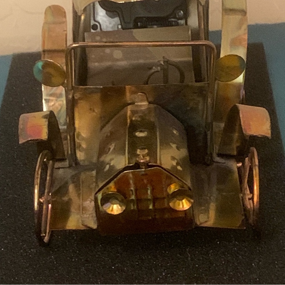 Model T Type Car Copper Art Tin with Music Box Plays “Happy Days Are Here Again” - Picture 4 of 7